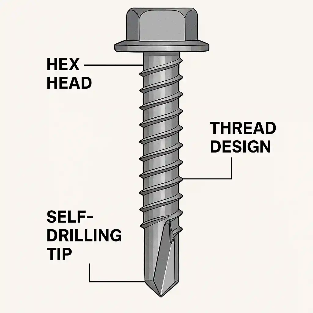hex washer head self drilling screw