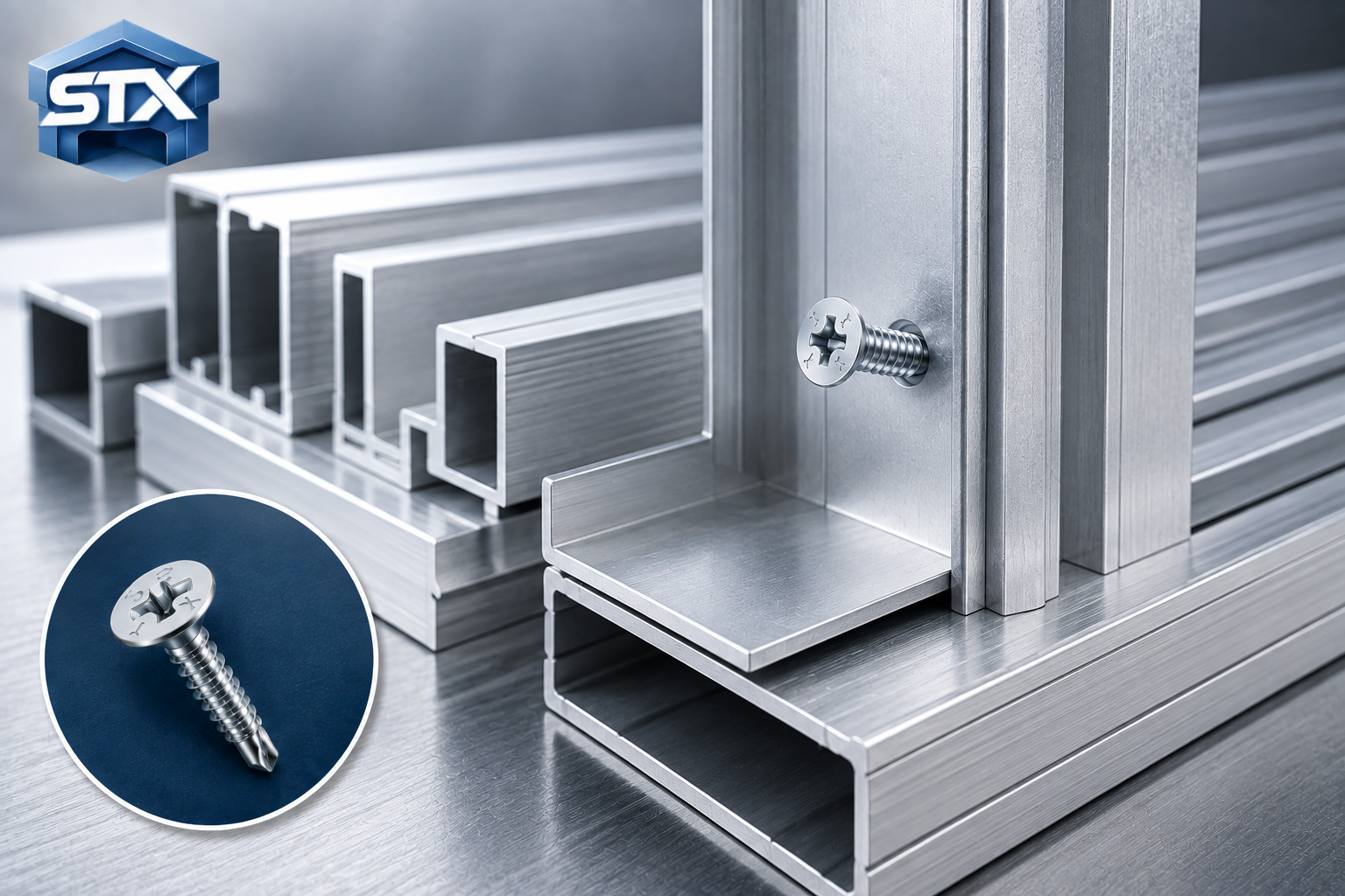 CSK self drilling screws for aluminium profiles and metal sections