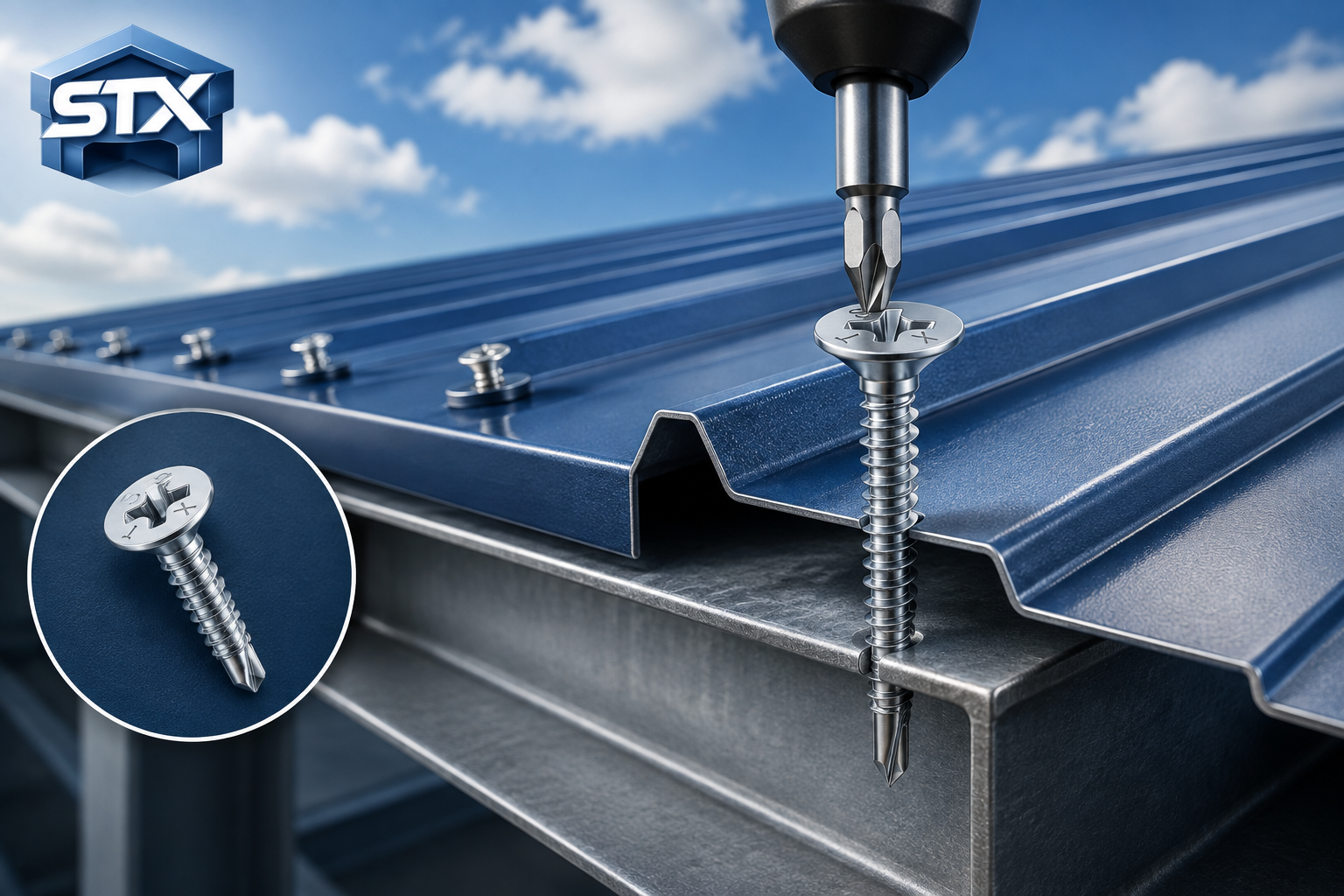 CSK self drilling screws for metal roofing applications
