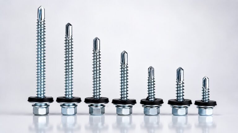 Hex head self drilling screws showing durable drill point and head design